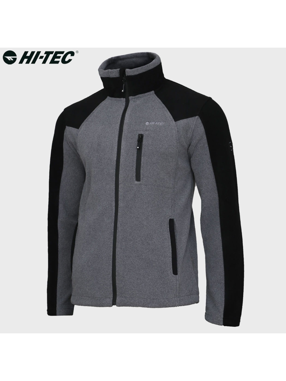 HI-TEC Bluza męska polarowa rozpinana Monar szaro-czarna 3XL