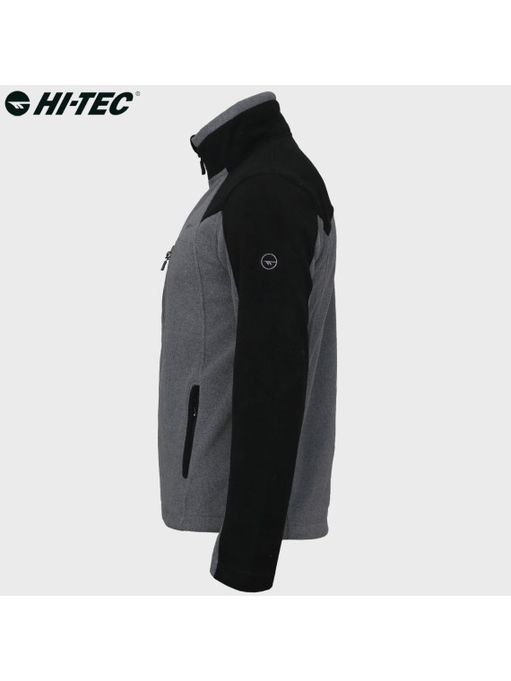 HI-TEC Bluza męska polarowa rozpinana Monar szaro-czarna 3XL