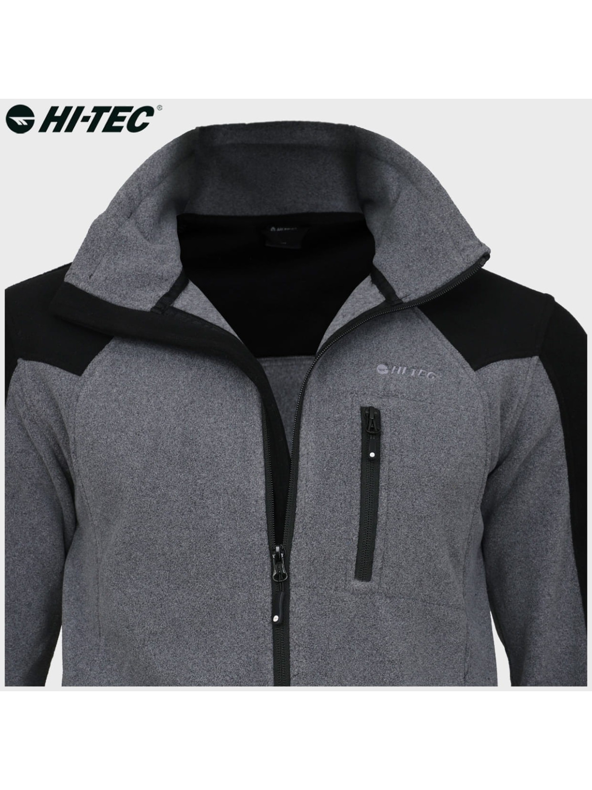 HI-TEC Bluza męska polarowa rozpinana Monar szaro-czarna 3XL