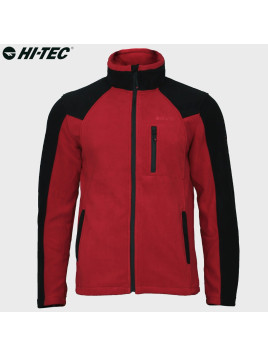 HI-TEC Bluza męska polarowa rozpinana Monar czerwono-czarna 3XL