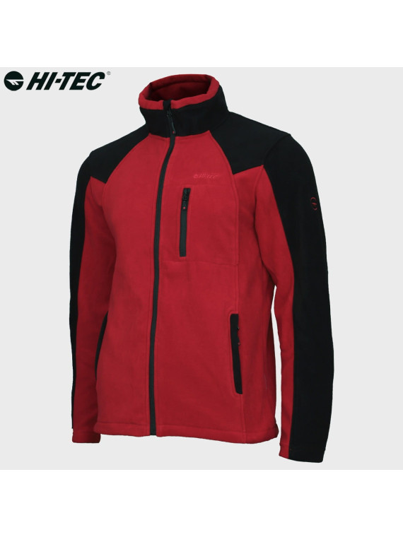 HI-TEC Bluza męska polarowa rozpinana Monar czerwono-czarna 3XL