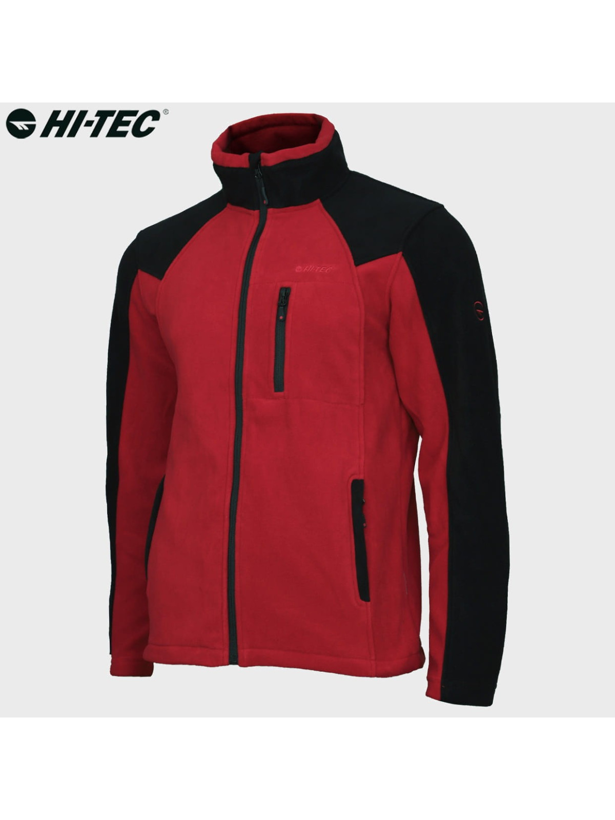 HI-TEC Bluza męska polarowa rozpinana Monar czerwono-czarna 3XL