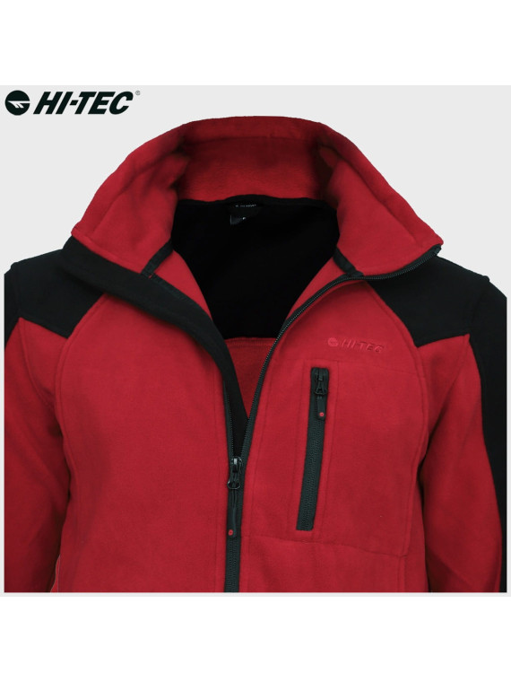 HI-TEC Bluza męska polarowa rozpinana Monar czerwono-czarna 3XL
