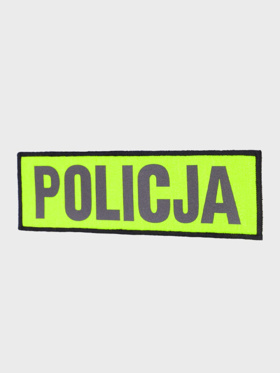 SPIN Naszywka emblemat POLICJA 50x165mm odblaskowa rzep żółta