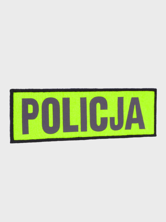 SPIN Naszywka emblemat POLICJA 50x165mm odblaskowa rzep żółta