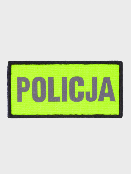 SPIN Naszywka emblemat POLICJA 50x100mm odblaskowa rzep żółta