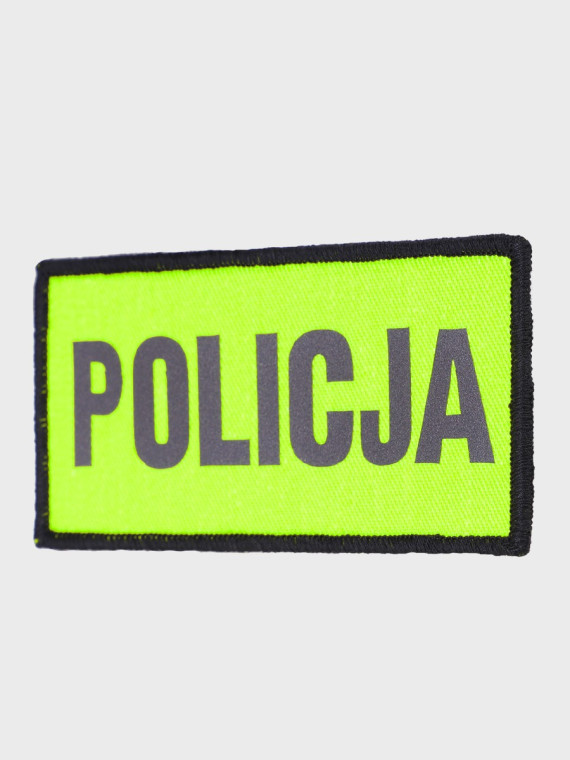 SPIN Naszywka emblemat POLICJA 50x100mm odblaskowa rzep żółta