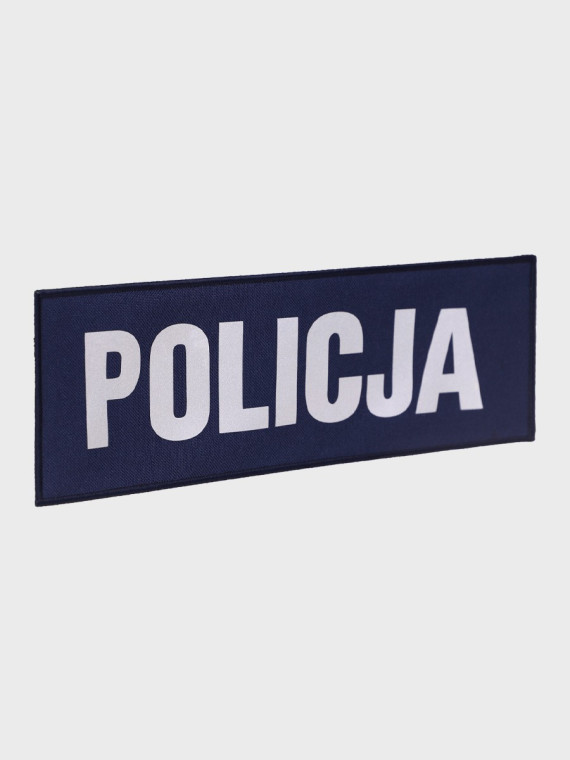 SPIN Naszywka Emblemat POLICJA 100x300mm ODBLASKOWA Rzep Granatowa