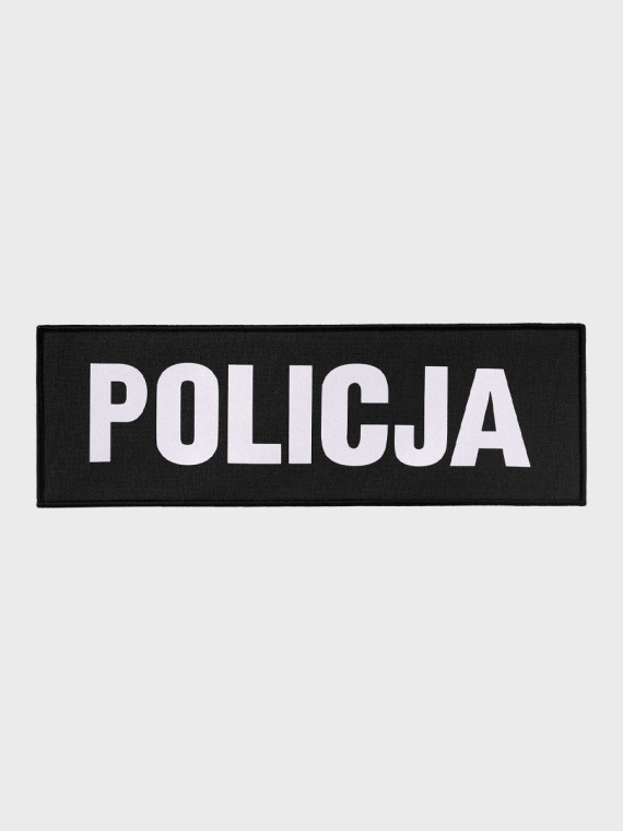 SPIN Naszywka Emblemat POLICJA 100x300mm ODBLASKOWA Rzep Czarna