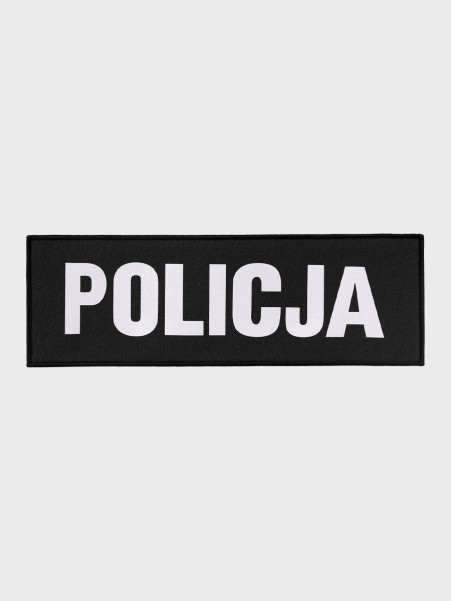 SPIN Naszywka Emblemat POLICJA 100x300mm ODBLASKOWA Rzep Czarna