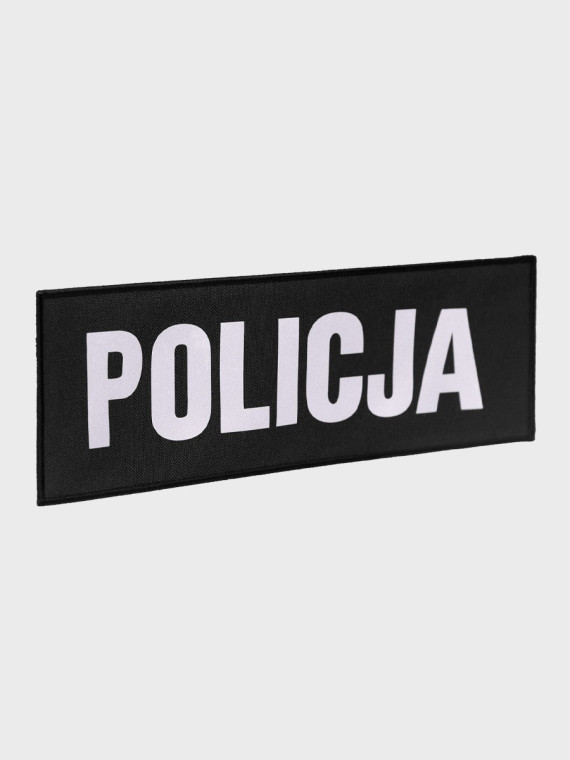 SPIN Naszywka Emblemat POLICJA 100x300mm ODBLASKOWA Rzep Czarna