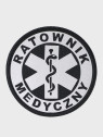 SPIN EMBLEMAT NASZYWKA Ratownik Medyczny NA RZEP 90x90 mm ODBLASKOWY CZARNY