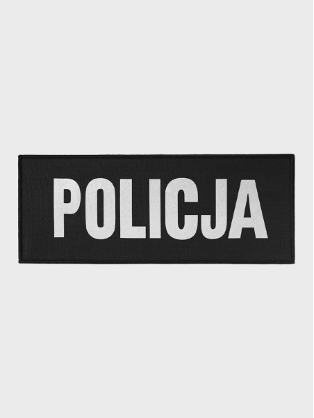 SPIN Naszywka Emblemat POLICJA 100x260mm ODBLASKOWA Rzep Czarna
