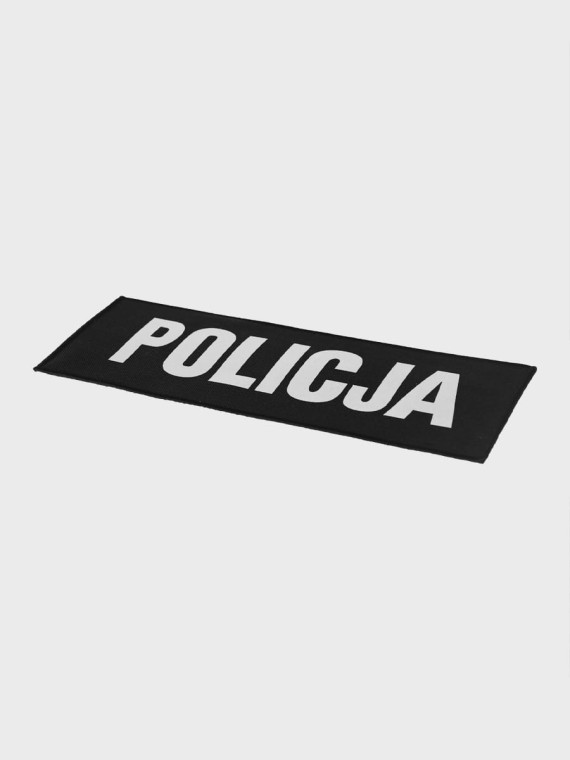 SPIN Naszywka Emblemat POLICJA 100x260mm ODBLASKOWA Rzep Czarna