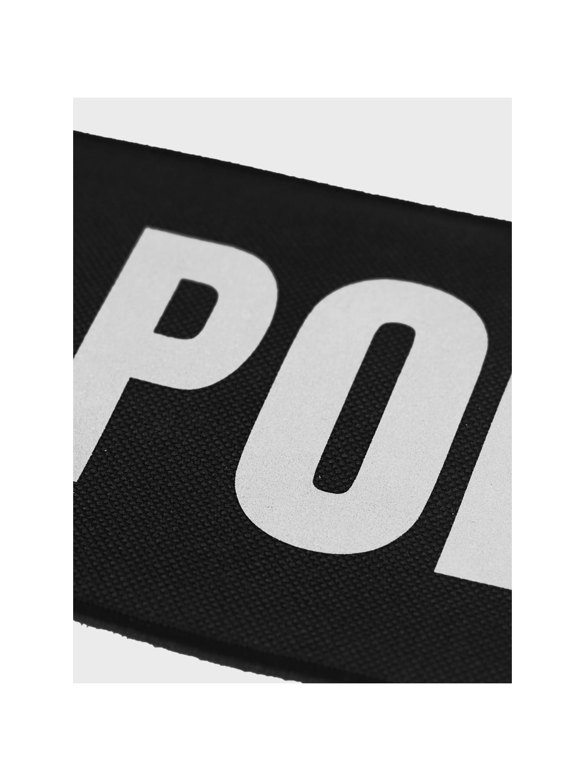 SPIN Naszywka Emblemat POLICJA 100x260mm ODBLASKOWA Rzep Czarna