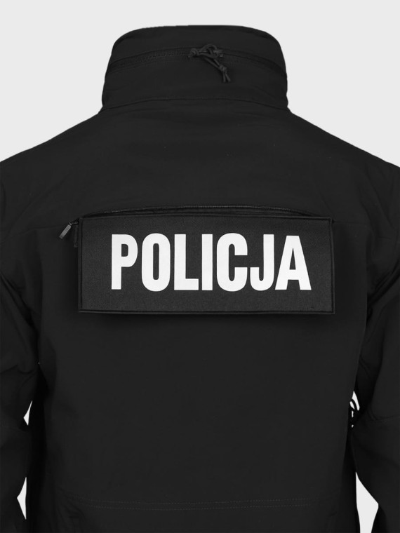 SPIN Naszywka Emblemat POLICJA 100x260mm ODBLASKOWA Rzep Czarna