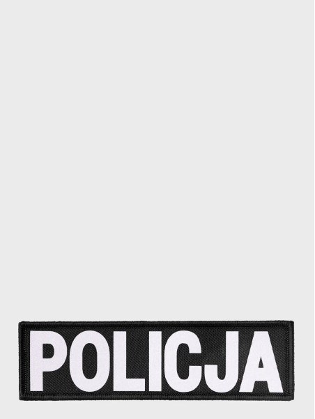 SPIN Naszywka Emblemat POLICJA 40x140mm ODBLASKOWA Rzep Czarna