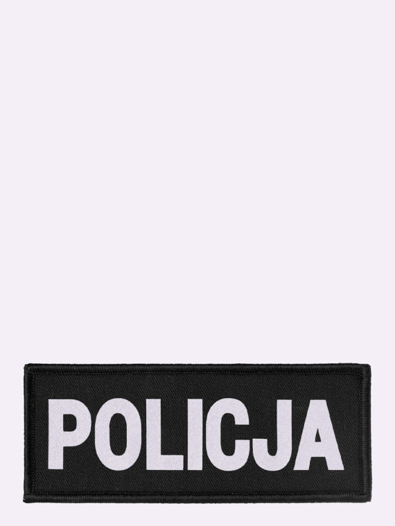 SPIN Naszywka Emblemat POLICJA 50x125mm ODBLASKOWA Rzep Czarna