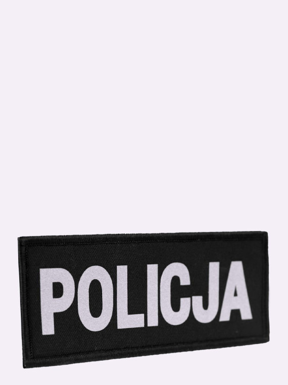 SPIN Naszywka Emblemat POLICJA 50x125mm ODBLASKOWA Rzep Czarna