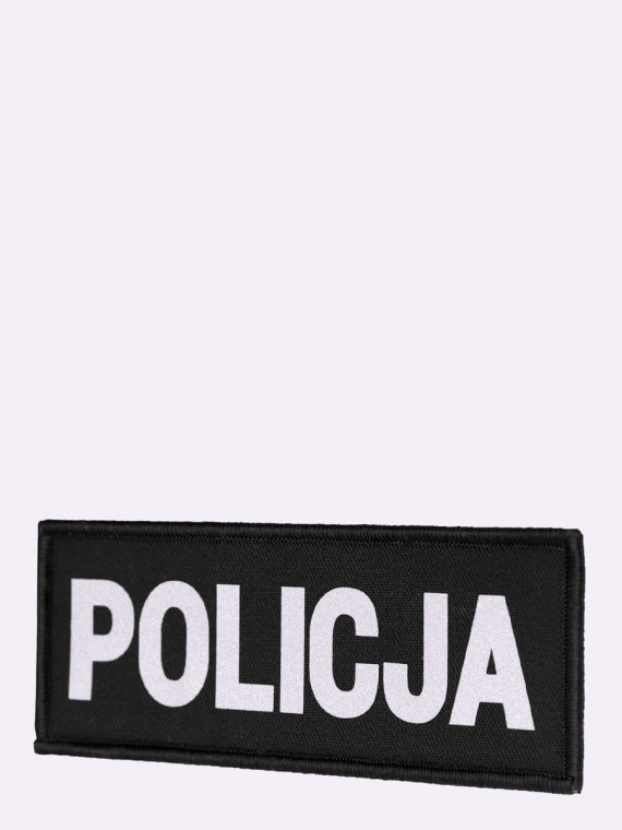SPIN Naszywka Emblemat POLICJA 50x125mm ODBLASKOWA Rzep Czarna
