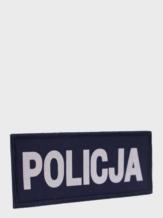 SPIN Naszywka Emblemat POLICJA 50x125mm ODBLASKOWA Rzep Granatowa