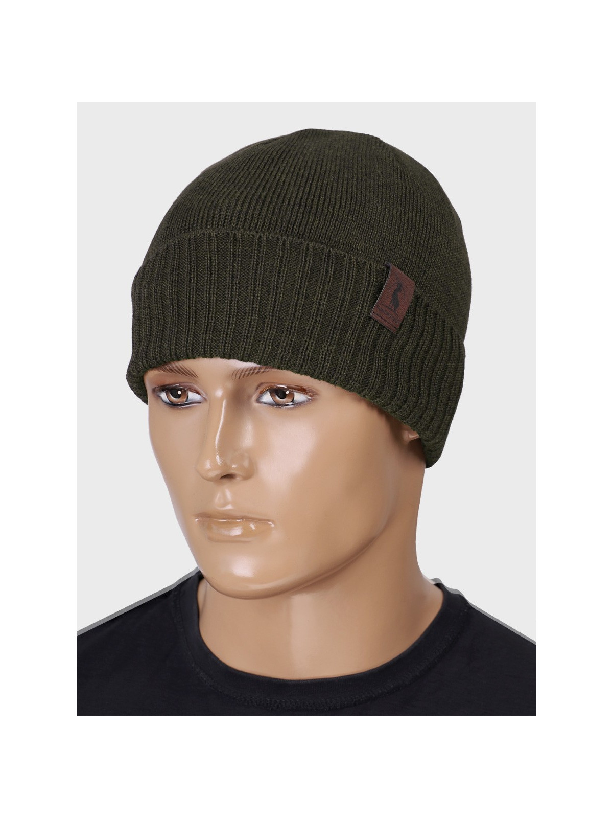AGBO CZAPKA ZIMOWA Z WEŁNY MERYNOSA Merino HOGAN KHAKI