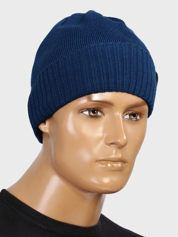 AGBO CZAPKA ZIMOWA Z WEŁNY MERYNOSA Merino HOGAN NIEBIESKA