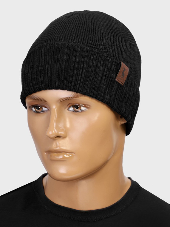 AGBO CZAPKA ZIMOWA Z WEŁNY MERYNOSA Merino HOGAN CZARNA