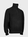 MFH Sweter męski pulower Troyer z zamkiem gruby i ciepły czarny 3XL