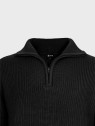 MFH Sweter męski pulower Troyer z zamkiem gruby i ciepły czarny 3XL