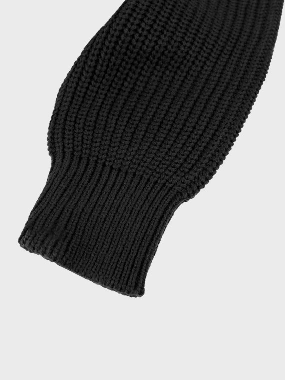 MFH Sweter męski pulower Troyer z zamkiem gruby i ciepły czarny 3XL