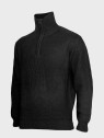MFH Sweter męski pulower Troyer z zamkiem gruby i ciepły czarny 3XL