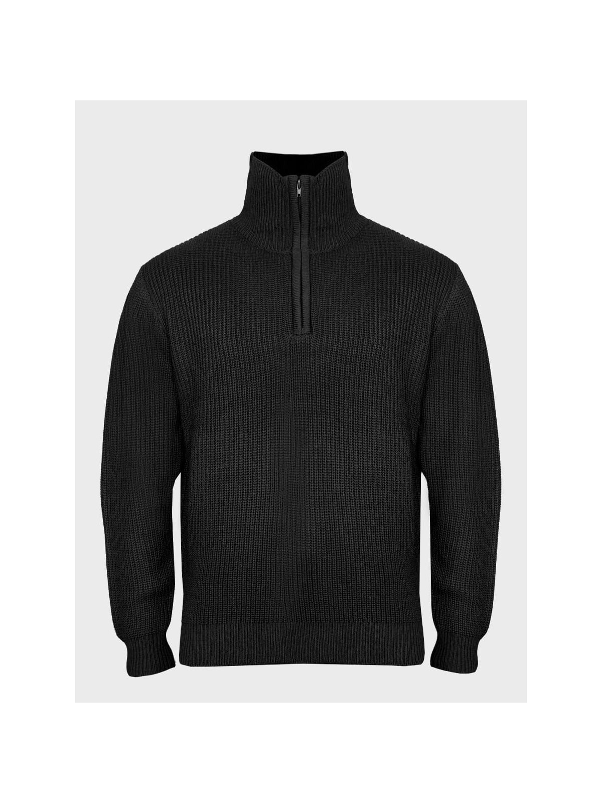 MFH Sweter męski pulower Troyer z zamkiem gruby i ciepły czarny 3XL
