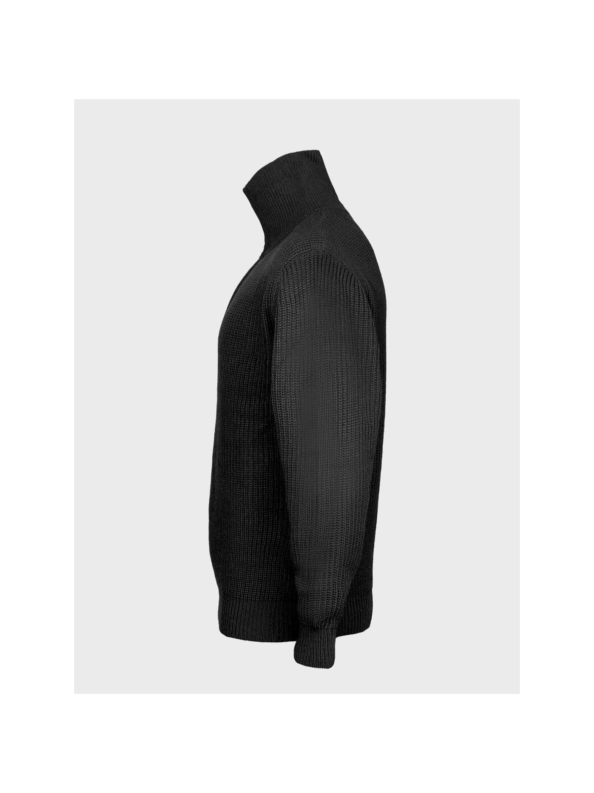 MFH Sweter męski pulower Troyer z zamkiem gruby i ciepły czarny 3XL