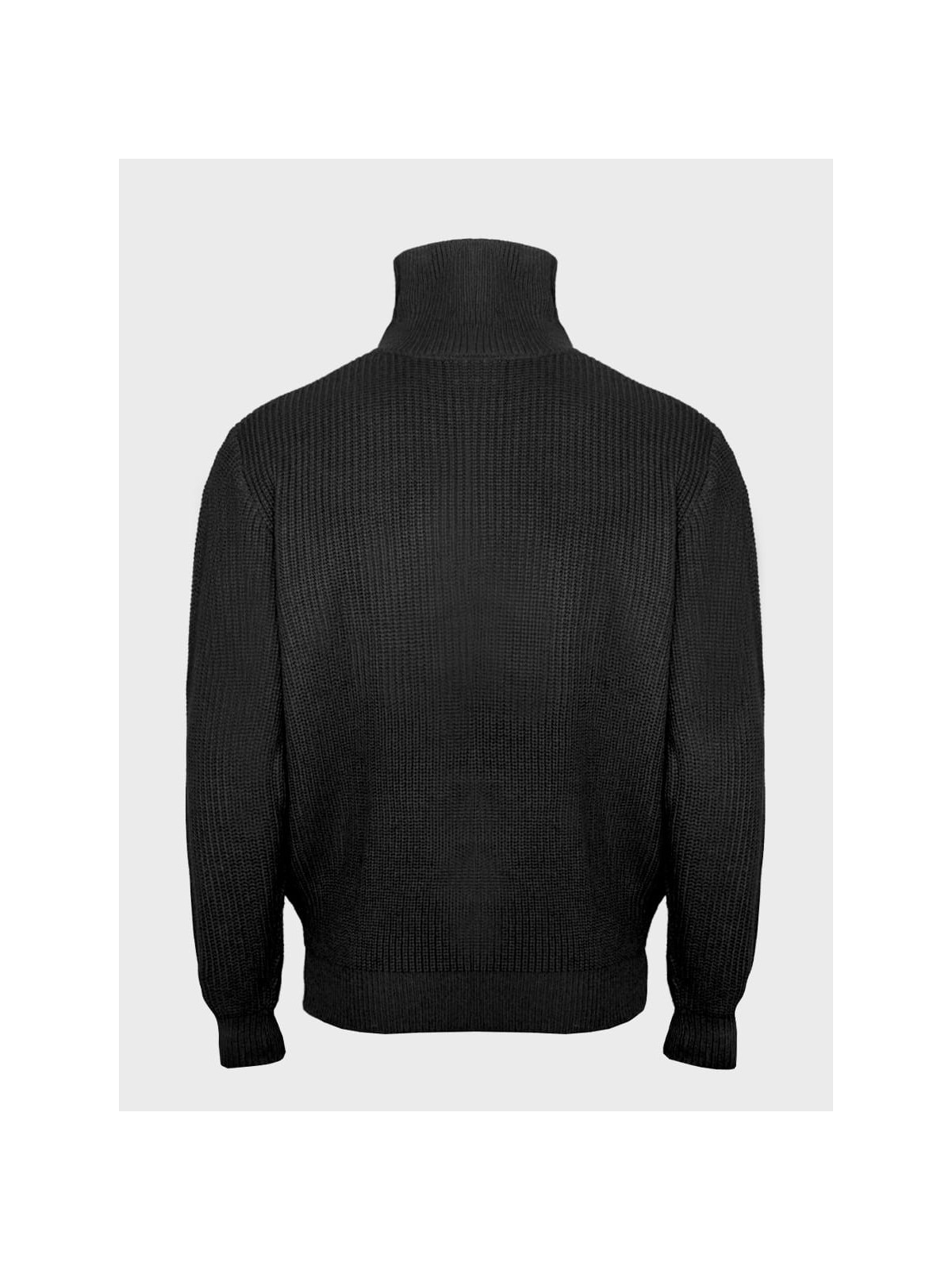 MFH Sweter męski pulower Troyer z zamkiem gruby i ciepły czarny 3XL