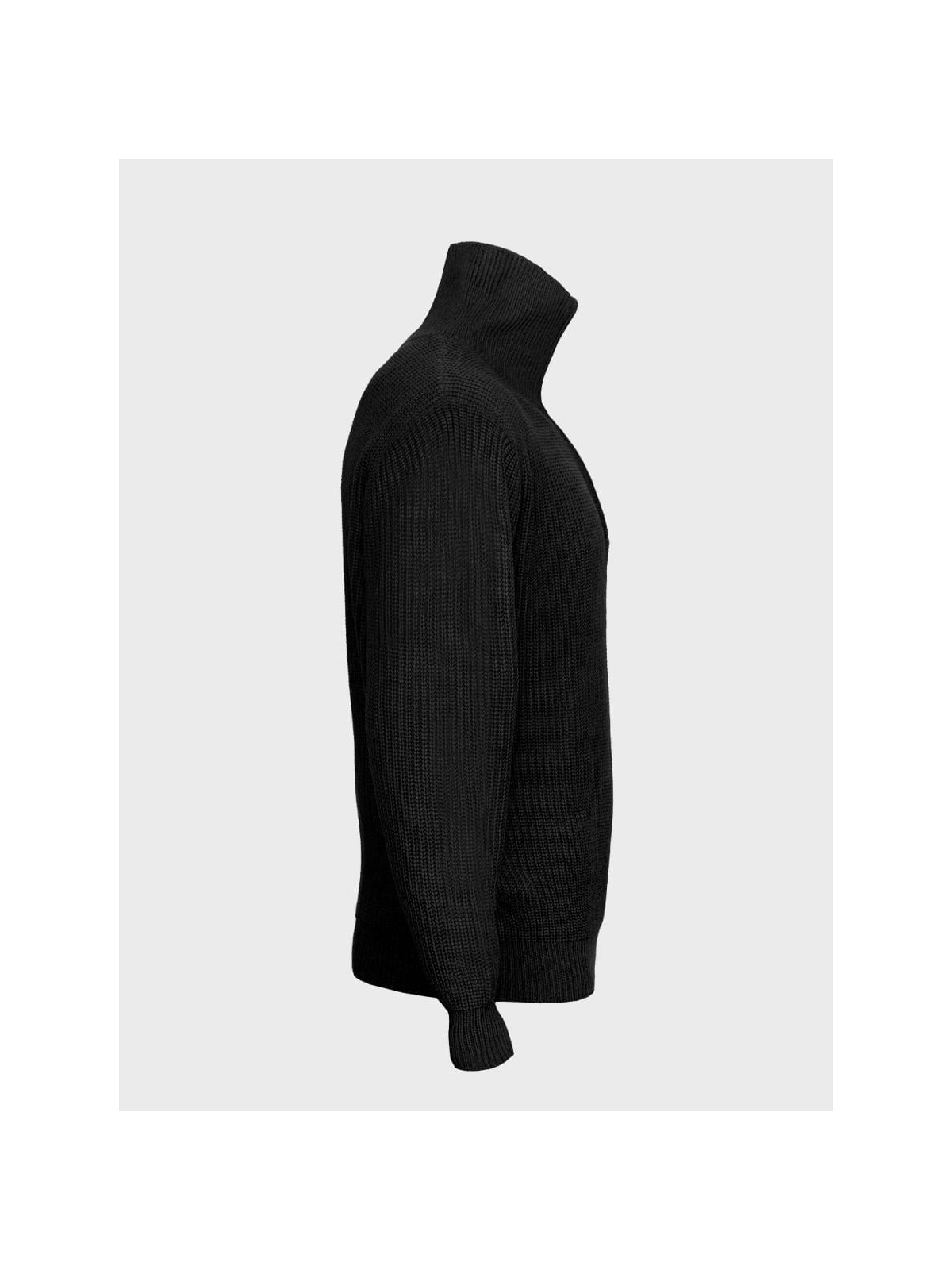 MFH Sweter męski pulower Troyer z zamkiem gruby i ciepły czarny 3XL