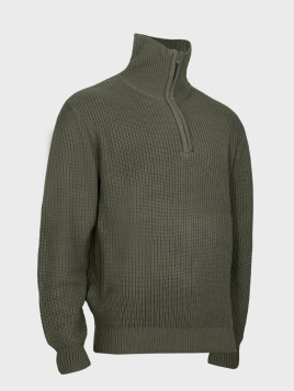 MFH Sweter męski pulower Troyer z zamkiem gruby i ciepły oliwkowy 3XL