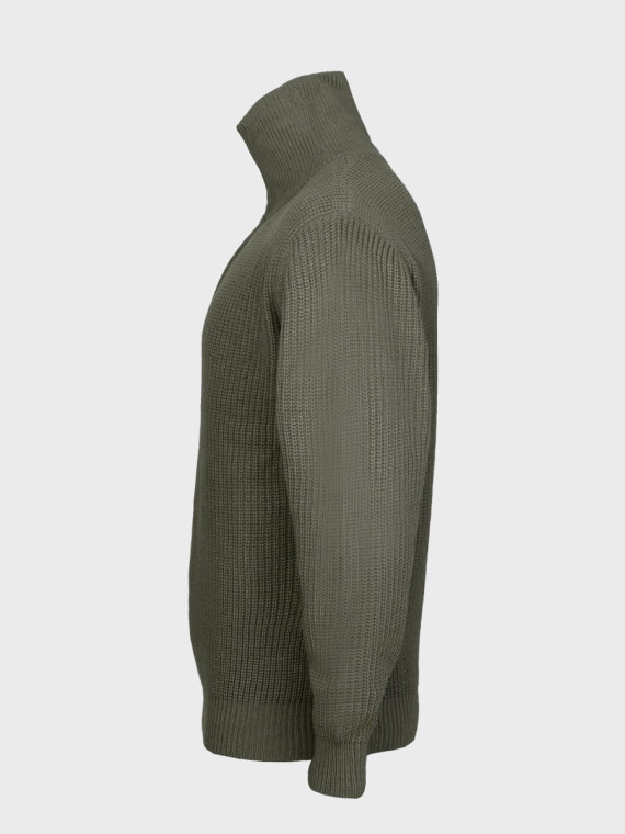 MFH Sweter męski pulower Troyer z zamkiem gruby i ciepły oliwkowy 3XL