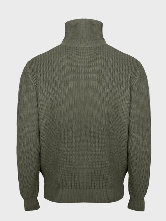 MFH Sweter męski pulower Troyer z zamkiem gruby i ciepły oliwkowy 3XL