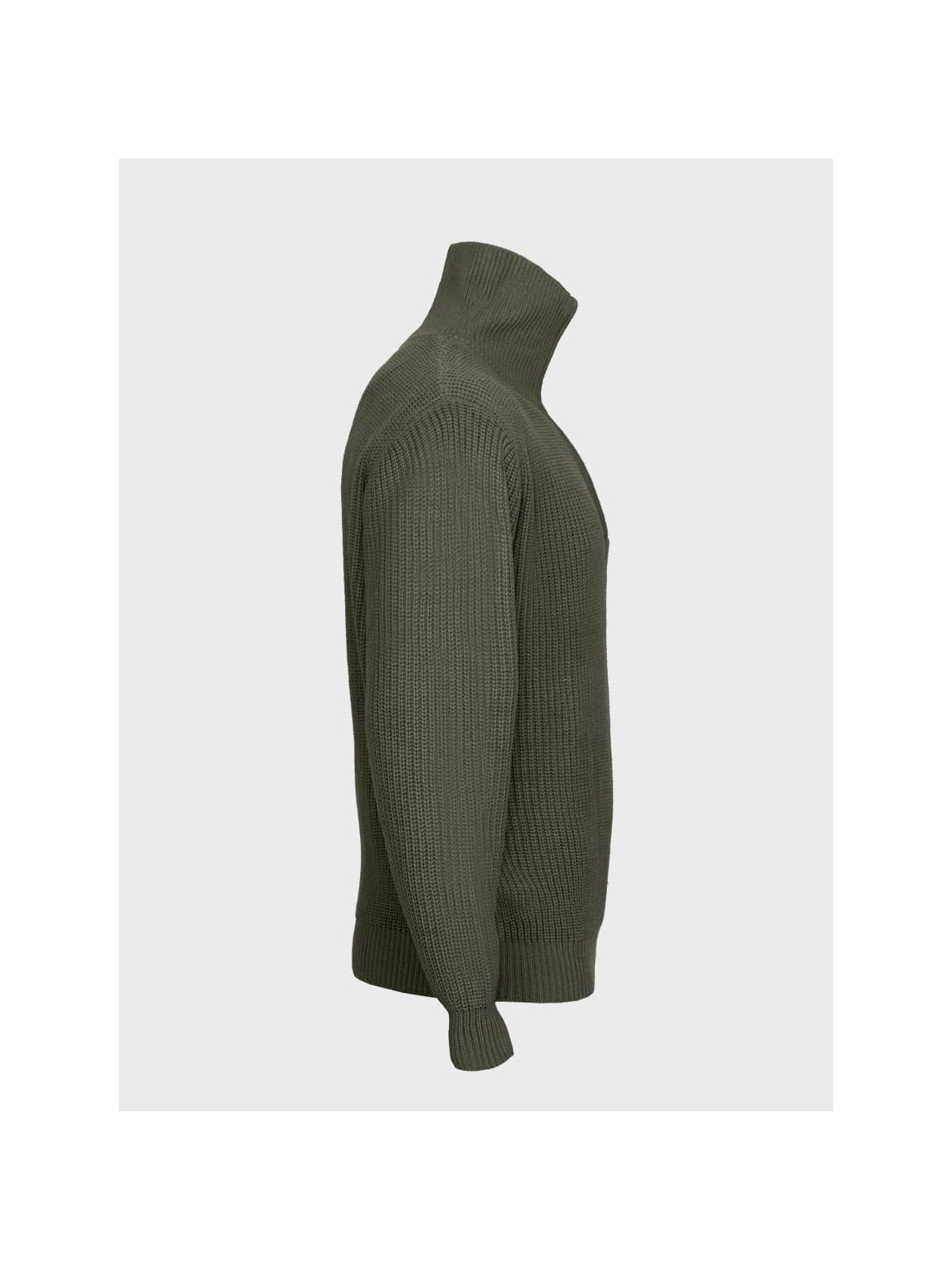 MFH Sweter męski pulower Troyer z zamkiem gruby i ciepły oliwkowy 3XL