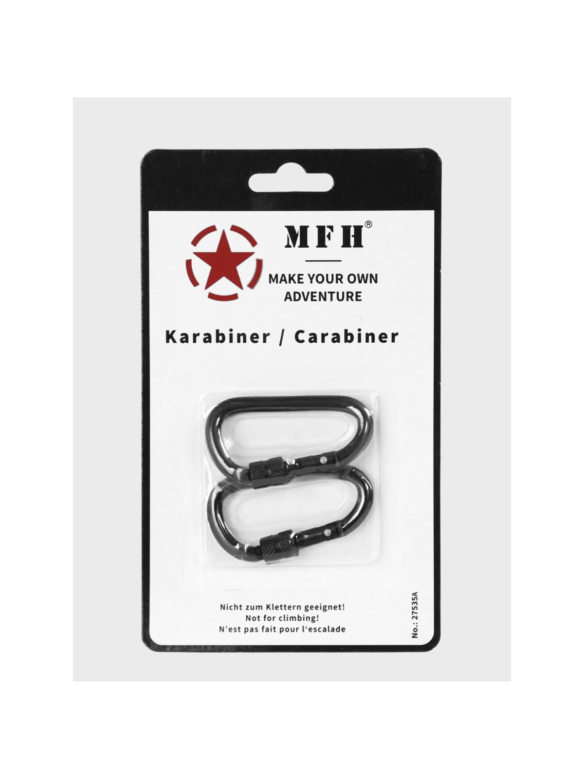 MFH KARABIŃCZYKI ALUMINIOWE 2 SZT. SCREW LOCK 60 MM Czarne