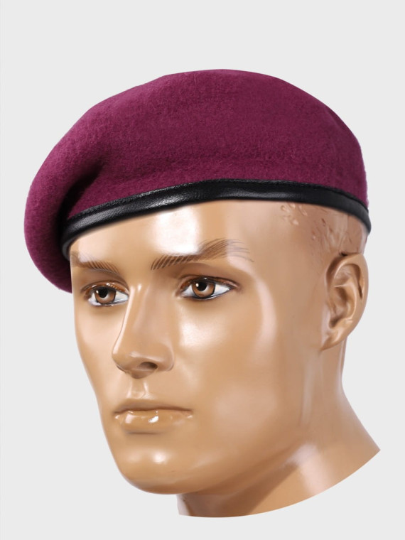 MFH Beret wojskowy wełniany tłoczony Commando bordowy 55