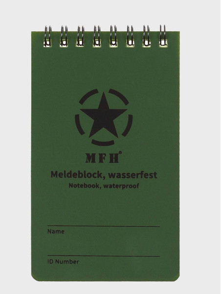 MFH NOTATNIK WODOODPORNY BLOK MELDUNKOWY 7,5 CM X 13 CM