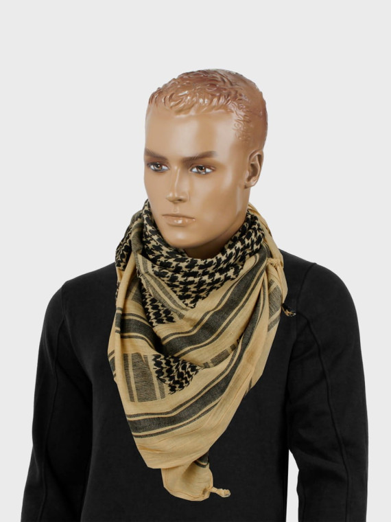 MFH Chusta Scarf Shemagh 110X110 cm Czarno/Piaskowa