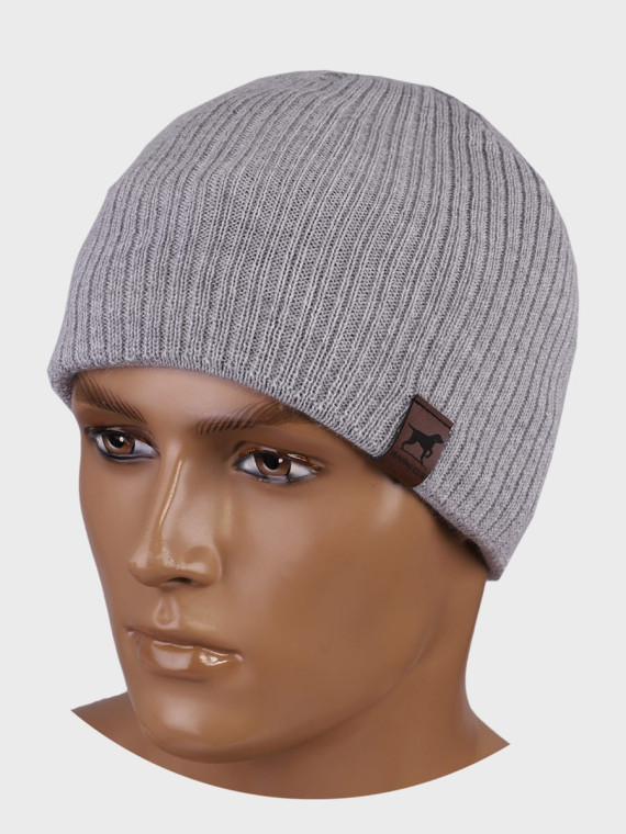 AGBO CZAPKA ZIMOWA MĘSKA DAMSKA wełna MERINO jasnoszara