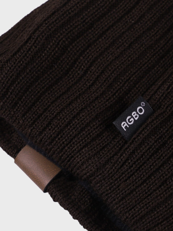 AGBO CZAPKA ZIMOWA MĘSKA DAMSKA wełna MERINO brązowa