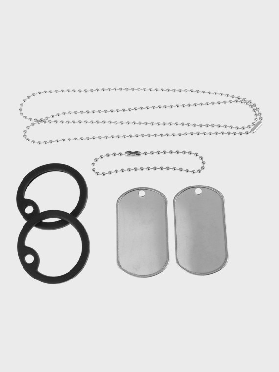 MIL-TEC Nieśmiertelnik German Dog Tag replika niemieckiej armii Bundeswehr stalowy z gumkami