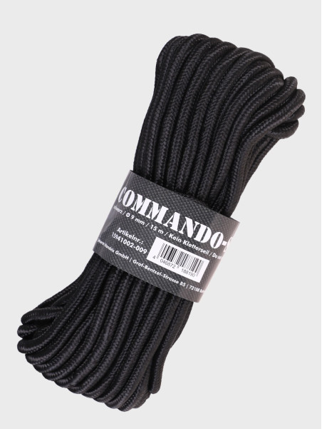 MIL-TEC LINA LINKA REPSZNUR COMMANDO 9mm X 15m 740KG CZARNA