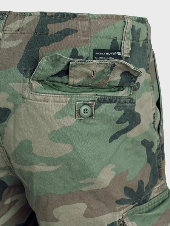 MIL-TEC Spodenki męskie Vintage Prewash woodland XXL