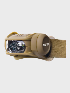 MIL-TEC Latarka czołowa 65 Lumenów 4 Kolory Coyote
